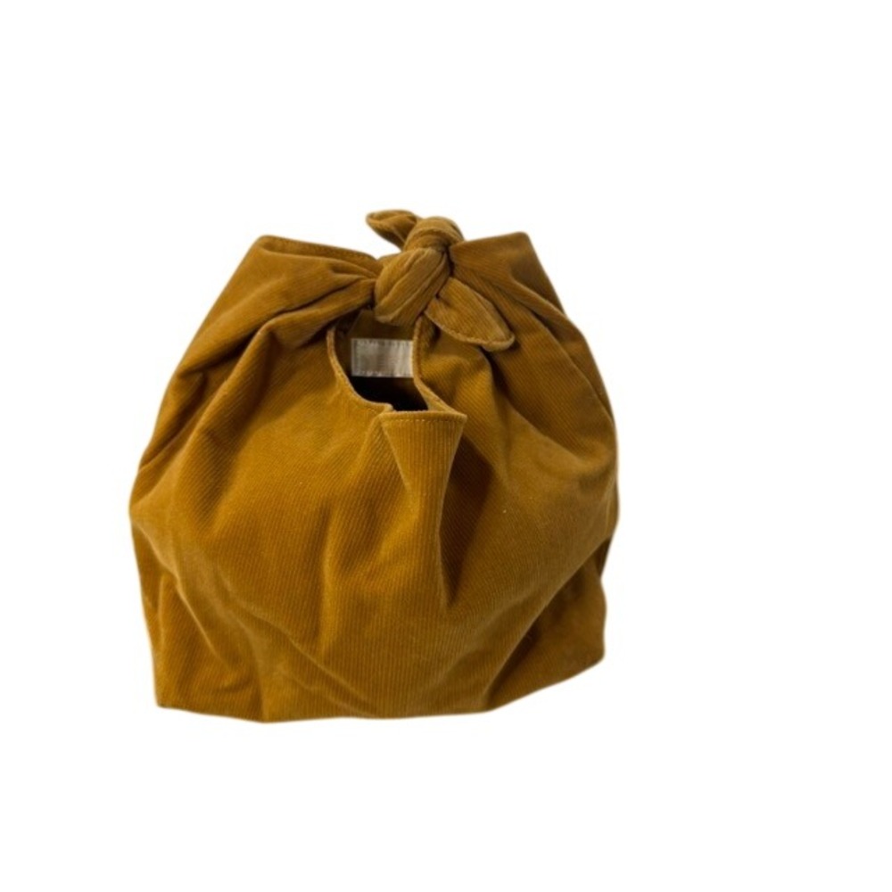 Merit Beauty Signature Tie Top Clutch Bag Limited Edition Mustard Corduroy
